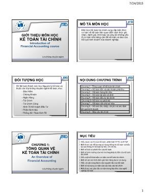 Bài giảng Giới thiệu môn học Kế toán tài chính