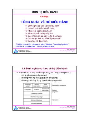 Bài giảng Hệ điều hành - Chương 1: Tổng quát về hệ điều hành