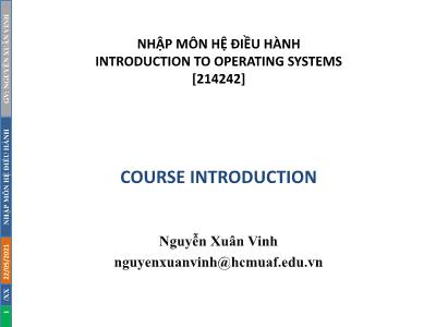 Bài giảng Hệ điều hành - Giới thiệu - Nguyễn Xuân Vinh