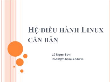 Bài giảng Hệ điều hành Linux căn bản - Boot Linux - Lê Ngọc Sơn