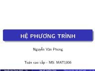 Bài giảng Hệ Phương trình - Nguyễn Văn Phong