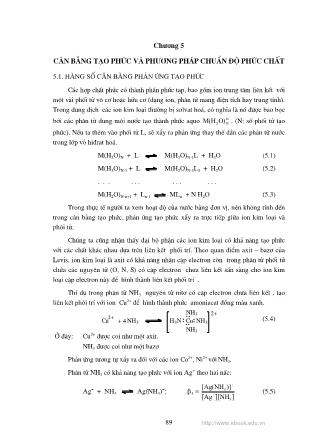 Bài giảng Hóa học phân tích - Chương 5: Cân bằng tạo phức và phương pháp chuẩn độ phức chất