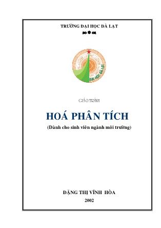 Bài giảng Hóa học phân tích - Đặng Thị Vĩnh Hòa