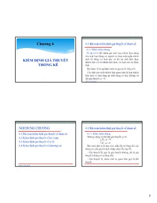 Bài giảng học phần xác xuất thống kê - Chương 6: Kiểm định giả thuyết thống kê