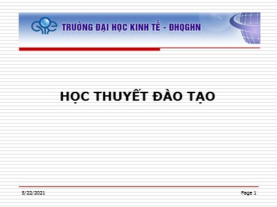 Bài giảng Học thuyết đào tạo