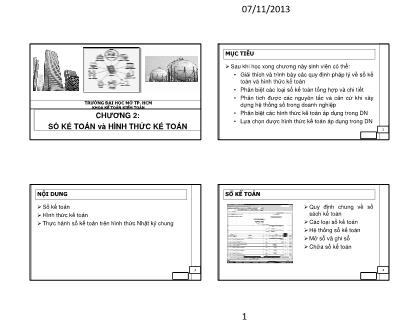 Bài giảng Kế toán - Chương 2: Sổ kế toán và hình thức kế toán