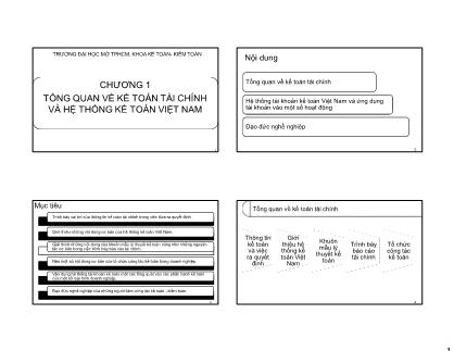 Bài giảng Kế toán doanh nghiệp - Chương 1: Tổng quan về kế toán tài chính và hệ thống kế toán Việt Nam