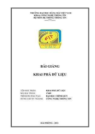 Bài giảng khai phá dữ liệu