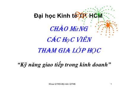 Bài giảng kĩ năng giao tiếp trong kinh doanh - Chương 4: Đối tượng giao tiếp