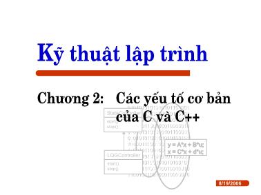 Bài giảng Kĩ thuật lập trình - Chương 2: Các yếu tố cơ bản của C và C++