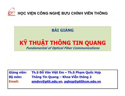Bài Giảng Kĩ thuật thông tin quang - Chương 2: Sợi quang - Đỗ Văn Việt Em