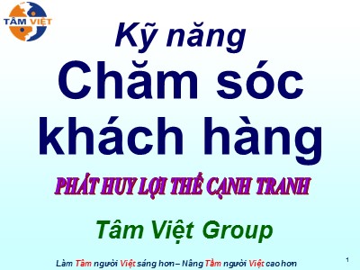 Bài giảng Kỹ năng chăm sóc khách hàng