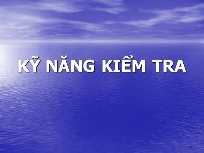 Bài giảng Kỹ năng kiểm tra