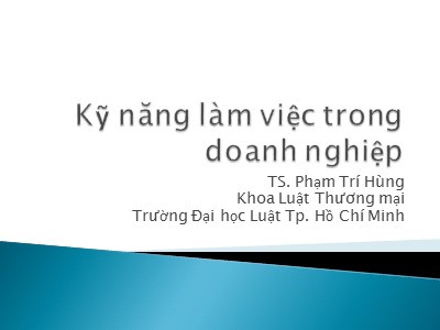 Bài giảng Kỹ năng làm việc trong doanh nghiệp