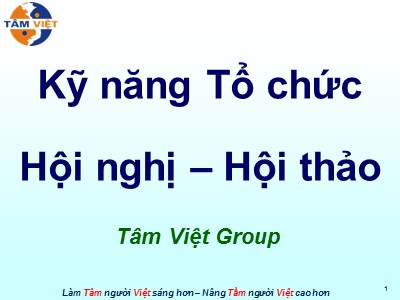 Bài giảng Kỹ năng Tổ chức Hội nghị – Hội thảo