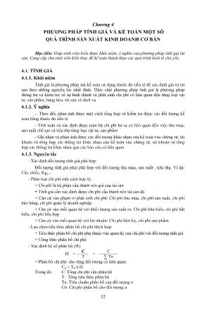Bài giảng lí thuyết kế toán - Chương 4: Phương pháp tính giá và kế toán một số quá trình sản xuất kinh doanh cơ bản