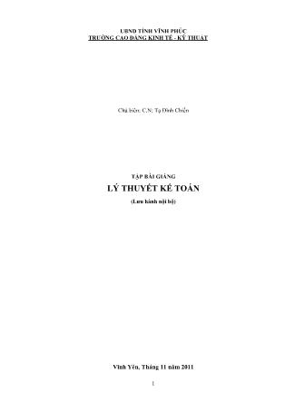 Bài giảng Lí thuyết kế toán - Tạ Đình Chiến