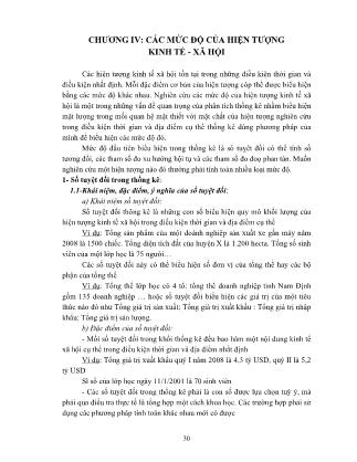 Bài giảng Lí thuyết thống kê - Chương 4: Các mức độ của hiện tượng kinh tế - xã hôi