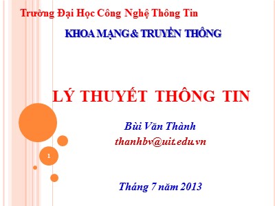 Bài giảng Lý thuyết thông tin - Bùi Văn Thành