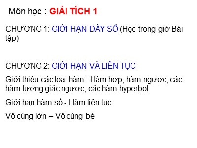 Bài giảng Lý thuyết thông tin - Chương 2: Giới hạn và liên tục