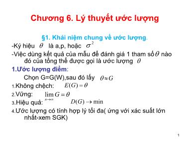 Bài giảng Lý thuyết ước lượng (Chuẩn kiến thức)