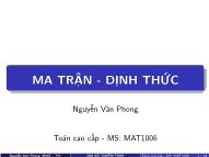 Bài giảng Ma trận - Định thức - Nguyễn Văn Phong