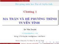 Bài giảng Ma trận và hệ phương trình tuyến tính