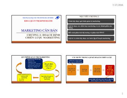 Bài giảng Marketing căn bản - Chương 2: Hoạch định chiến lược Marketing