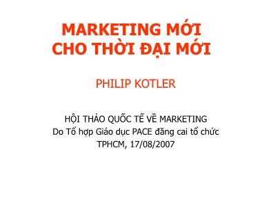 Bài giảng Marketing mới cho thời đại mới