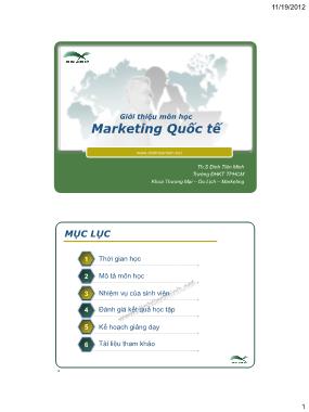 Bài giảng Marketing quốc tế - Đinh Tiên Minh