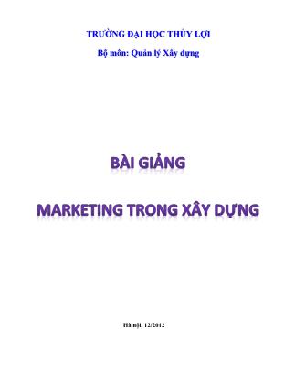 Bài giảng Marketing trong xây dựng