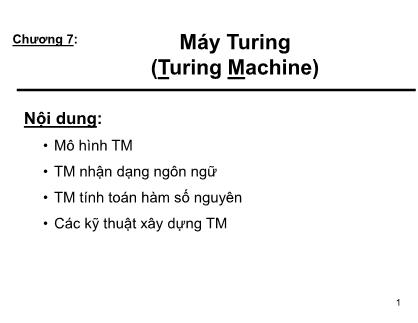 Bài giảng Máy Turing