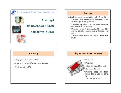 Bài giảng môn Kế toán - Chương 4: Kế toán các khoản đầu tư tài chính