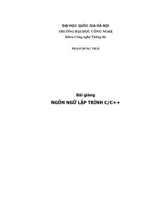 Bài giảng ngôn ngữ Lập trình C/ C++