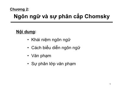 Bài giảng Ngôn ngữ và sự phân cấp Chomsky