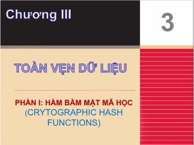 Bài giảng Nhập môn an toàn thông tin - Chapter 3: Toàn vẹ dữ liệu