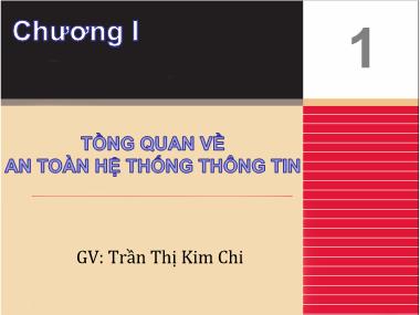 Bài giảng Nhập môn an toàn thông tin - Chương 1: Tổng quan về an toàn hệ thống thông tin