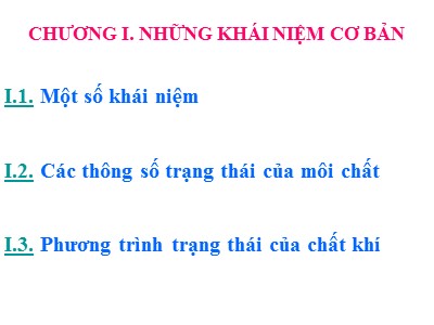 Bài giảng Nhiệt động - Chương 1: Những khái niệm cơ bản