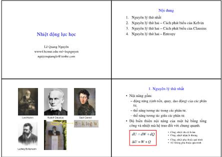 Bài giảng Nhiệt động lực học - Lê Quang Nguyên