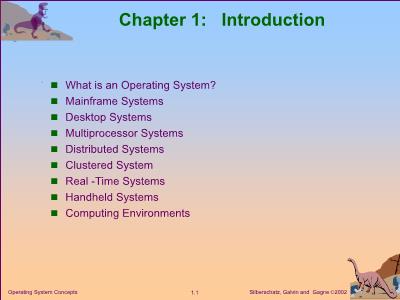 Bài giảng Operarting System Concepts - Chapter 1: Introduction