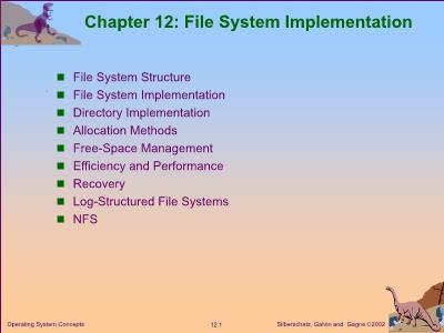 Bài giảng Operating system Concepts - Chapter 12: File system Implementation