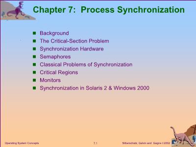 Bài giảng Operating system Concepts - Chapter 7: Process Synchronization