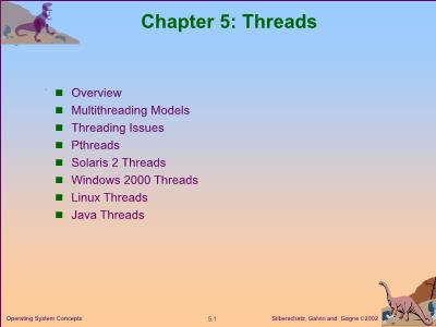 Bài giảng Operating system Concepts - Chương 5: Threads