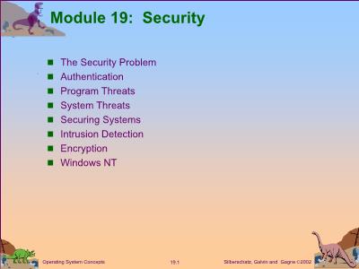 Bài giảng Operating system Concepts - Module 19: Security (Chuẩn kiến thức)