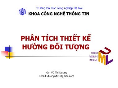 Bài giảng Phân tích thiết kế hướng đối tượng - Bài 3: Mô hình hóa trường hợp sử dụng - Vũ Thị Dương