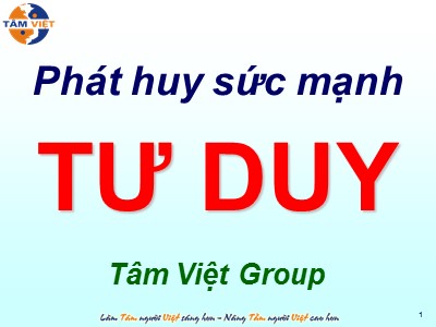 Bài giảng Phát huy sức mạnh tư duy