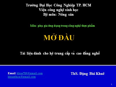 Bài giảng Phụ gia ứng dụng trong công nghệ thực phẩm