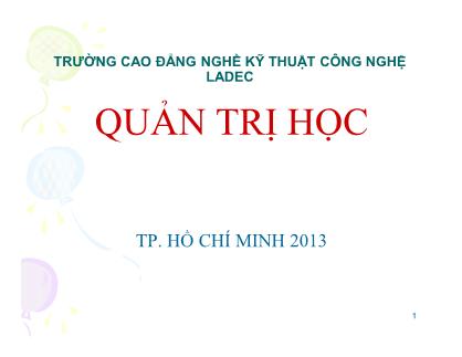 Bài giảng Quản trị học - Chương 2: Chức năng hoạch định