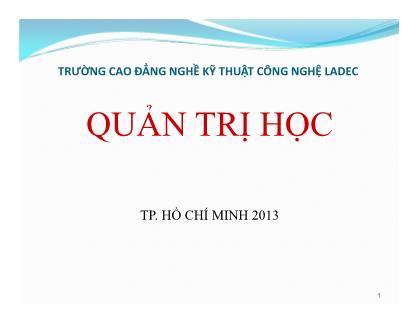 Bài giảng Quản trị học - Chương 3: Chức năng tổ chức