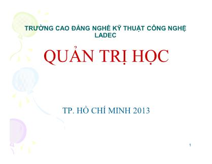 Bài giảng Quản trị học - Chương 6: Một số vấn đề trong quản trị học hiện đại